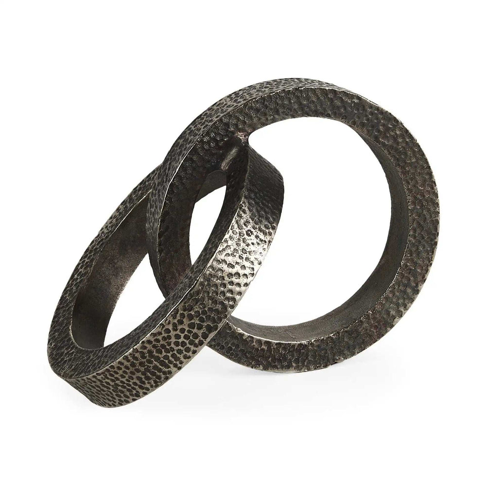 Two Ring Gray Hammered Metal Sculpture - Homeroots - Flyclothing LLC