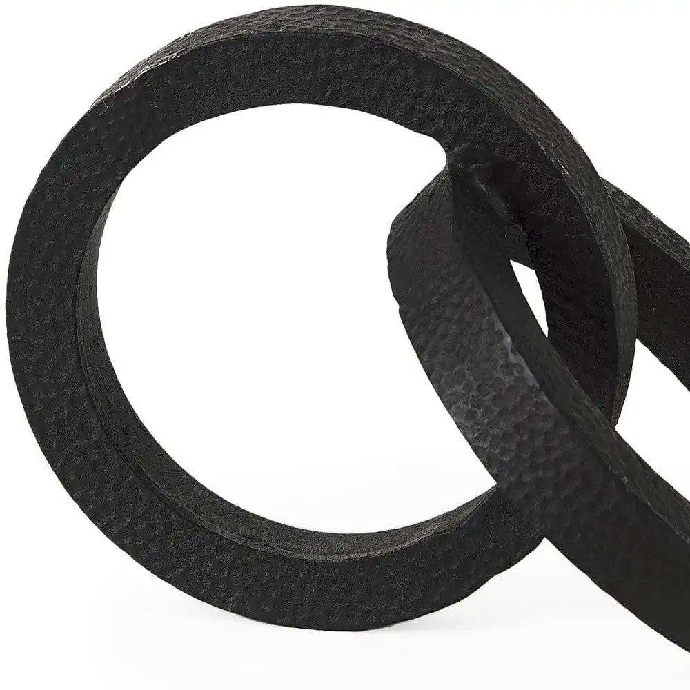 Two Ring Black Hammered Metal Sculpture - Homeroots - Flyclothing LLC