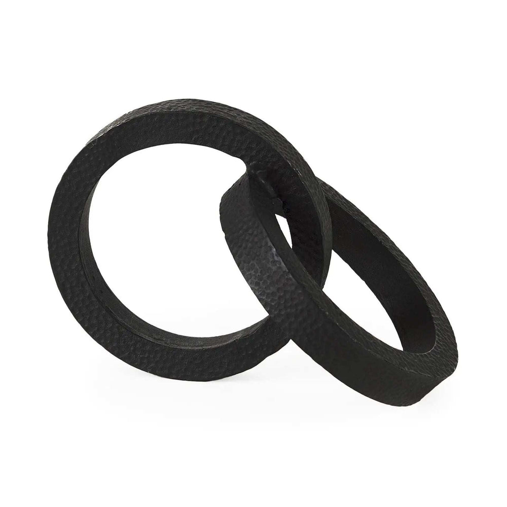 Two Ring Black Hammered Metal Sculpture - Homeroots - Flyclothing LLC