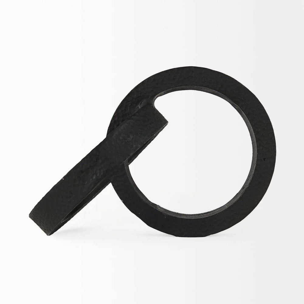 Two Ring Black Hammered Metal Sculpture - Homeroots - Flyclothing LLC