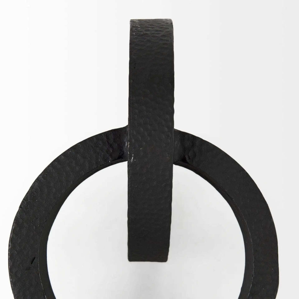 Two Ring Black Hammered Metal Sculpture - Homeroots - Flyclothing LLC