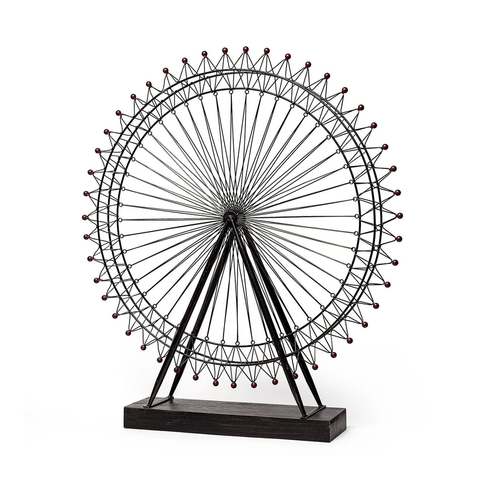 Metal And Wood London Eye Moveable Sculpture - Homeroots - Flyclothing LLC