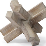 4" Brown Solid Wood Modern Abstract Tabletop Sculpture - Homeroots