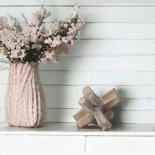 4" Brown Solid Wood Modern Abstract Tabletop Sculpture - Homeroots