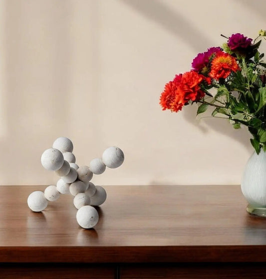 7" Off White Beaded Wooden Decorative Jack - Homeroots