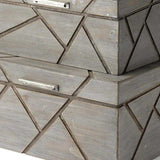 Set Of Two Gray Wooden Boxes With Carved Details - Homeroots - Flyclothing LLC