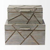 Set Of Two Gray Wooden Boxes With Carved Details - Homeroots - Flyclothing LLC
