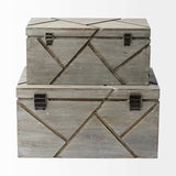 Set Of Two Gray Wooden Boxes With Carved Details - Homeroots - Flyclothing LLC