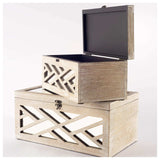 Set Of Two Off White Mirrored Wooden Boxes - Homeroots - Flyclothing LLC