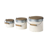 Set Of Three Rustic White Metal Storage Cans - Homeroots - Flyclothing LLC