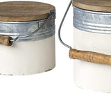 Set Of Three Rustic White Metal Storage Cans - Homeroots - Flyclothing LLC