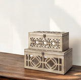 16" Natural and Brown Solid Wood Box - Homeroots - Flyclothing LLC