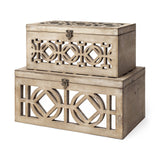 16" Natural and Brown Solid Wood Box - Homeroots - Flyclothing LLC