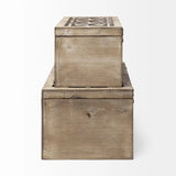 16" Natural and Brown Solid Wood Box - Homeroots - Flyclothing LLC