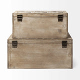 16" Natural and Brown Solid Wood Box - Homeroots - Flyclothing LLC