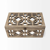 16" Natural and Brown Solid Wood Box - Homeroots - Flyclothing LLC