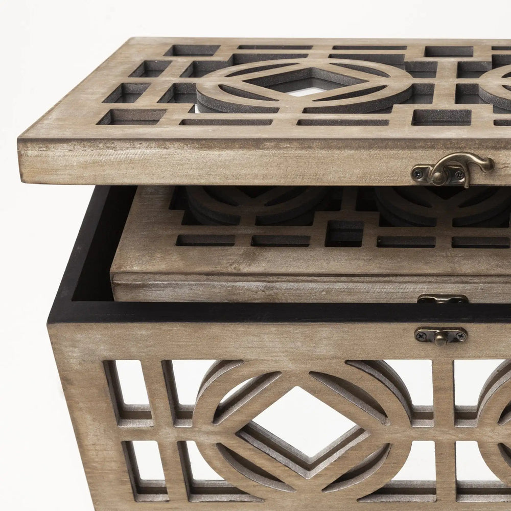 16" Natural and Brown Solid Wood Box - Homeroots - Flyclothing LLC