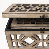 16" Natural and Brown Solid Wood Box - Homeroots - Flyclothing LLC