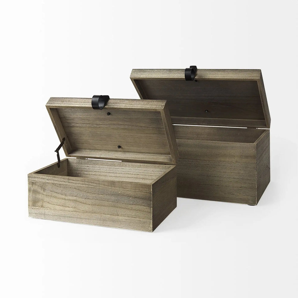 Set of Two 12" Brown Solid Wood Desk Organizer - Homeroots - Flyclothing LLC