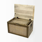 Set Of Two Brown and Natural Wood And Cane Storage Boxes - Homeroots - Flyclothing LLC
