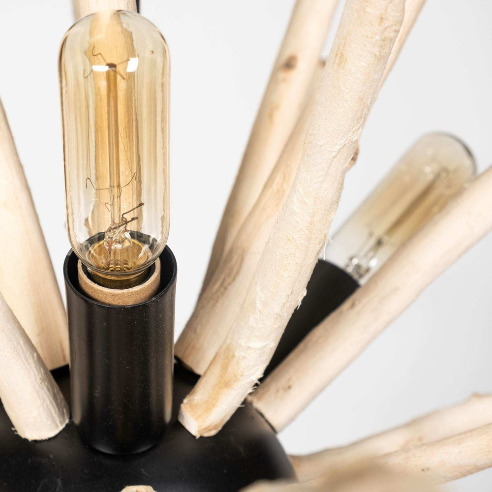Wood And Metal Starburst Six Bulb Hanging Light - Homeroots - Flyclothing LLC