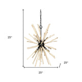 Wood And Metal Starburst Six Bulb Hanging Light - Homeroots - Flyclothing LLC