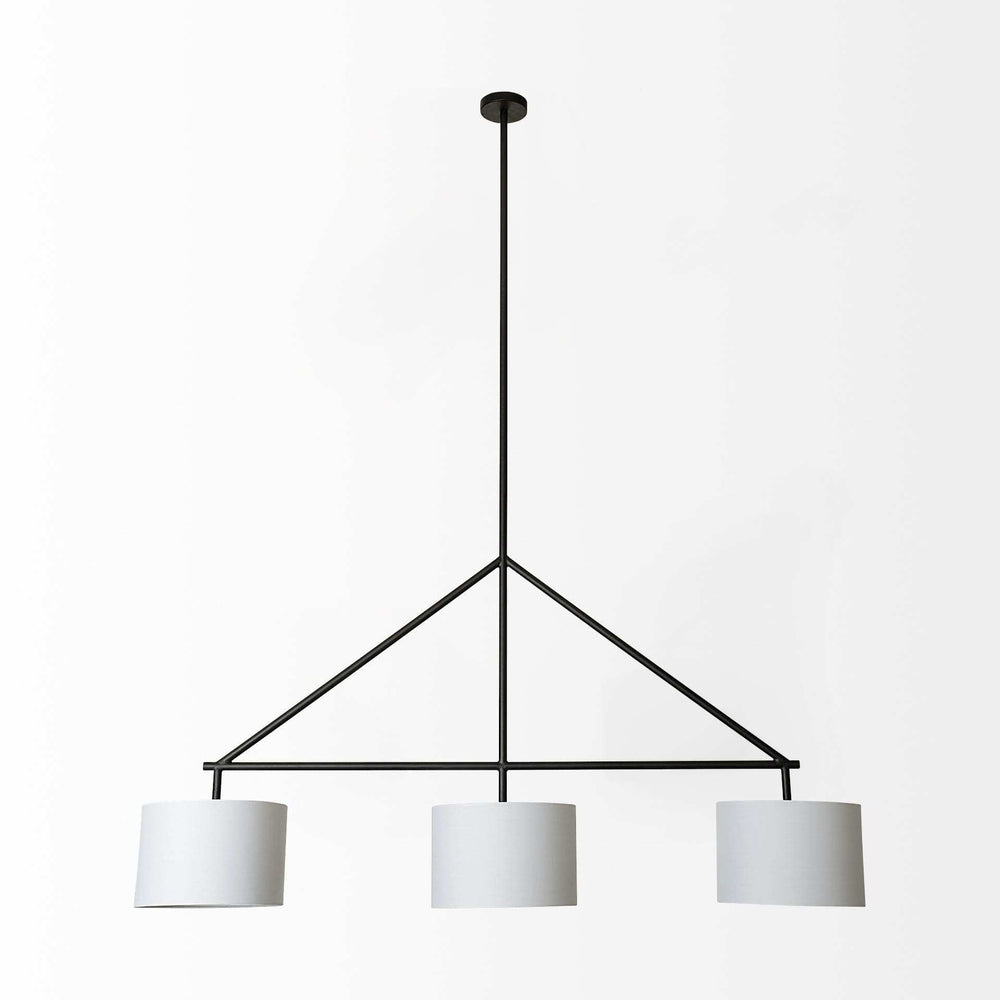 Metal Framed White Shade Three Bulb Hanging Light - Homeroots - Flyclothing LLC