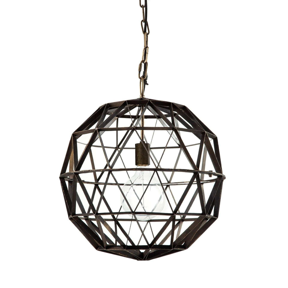 Black Metal Geometric Globe Hanging Light - Homeroots - Flyclothing LLC