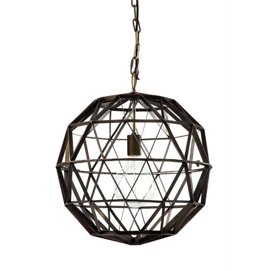 Black Metal Geometric Globe Hanging Light - Homeroots - Flyclothing LLC