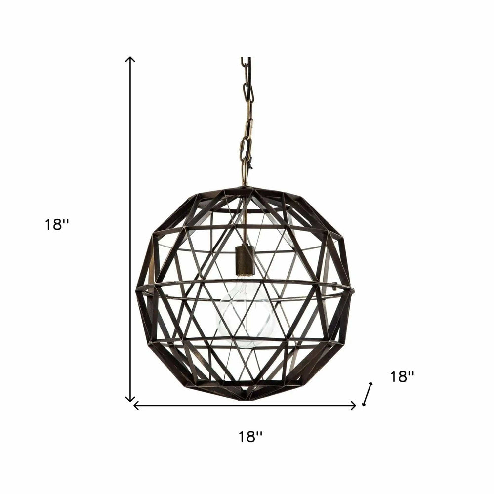 Black Metal Geometric Globe Hanging Light - Homeroots - Flyclothing LLC