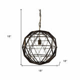 Black Metal Geometric Globe Hanging Light - Homeroots - Flyclothing LLC