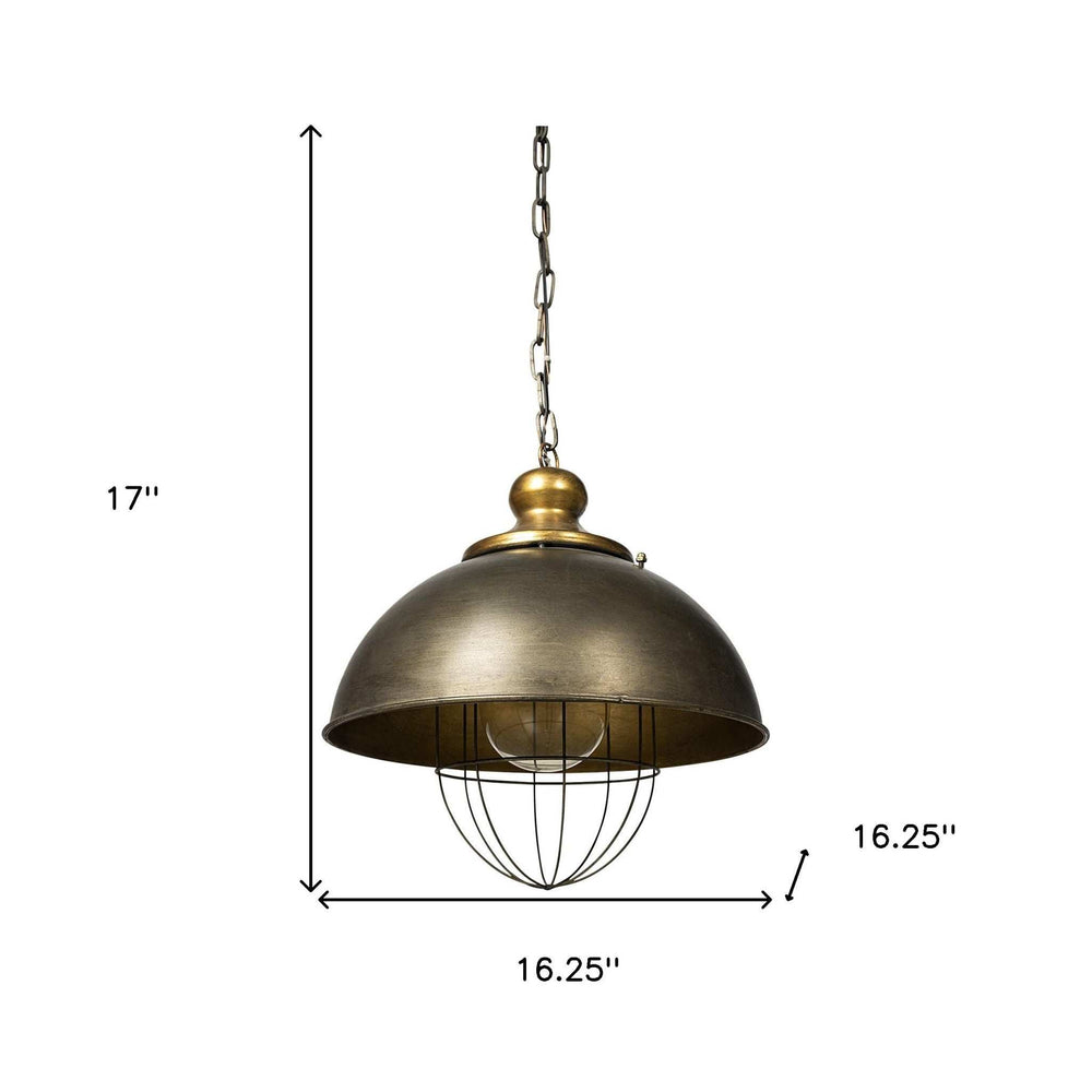 Rustic Gold Ton Metal Dome Hanging Light - Homeroots - Flyclothing LLC