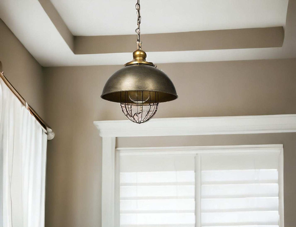 Rustic Gold Ton Metal Dome Hanging Light - Homeroots - Flyclothing LLC