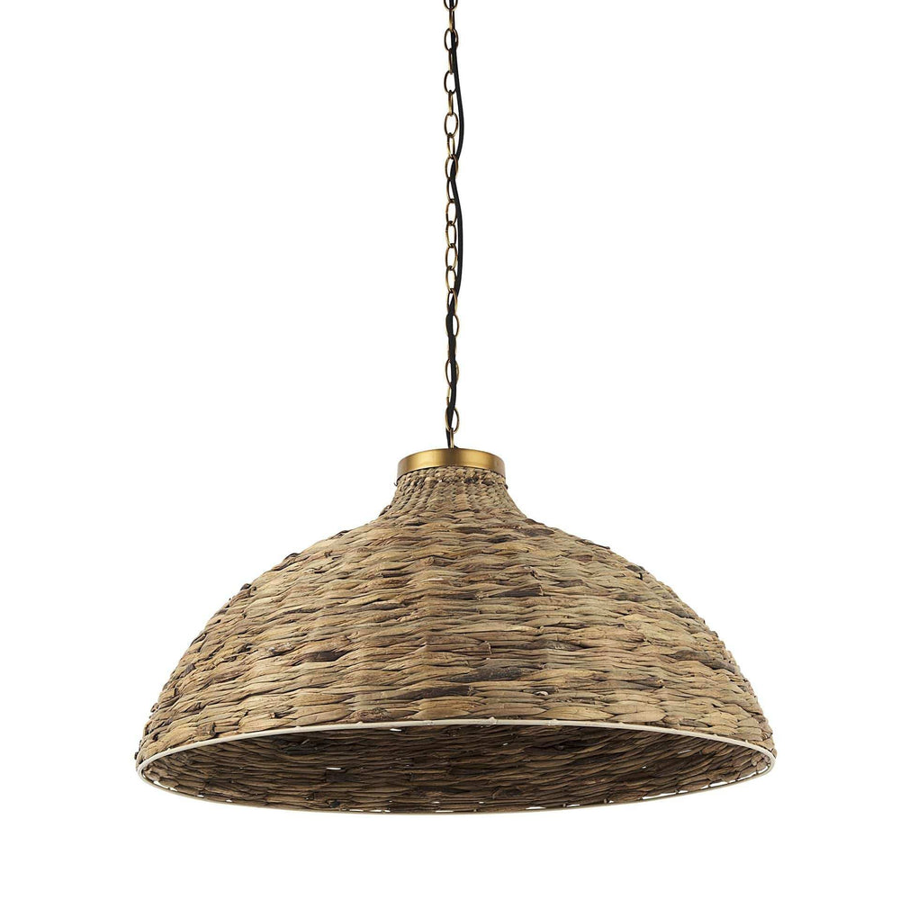 Brown Wicker Domed Hanging Pendant Light - Homeroots - Flyclothing LLC