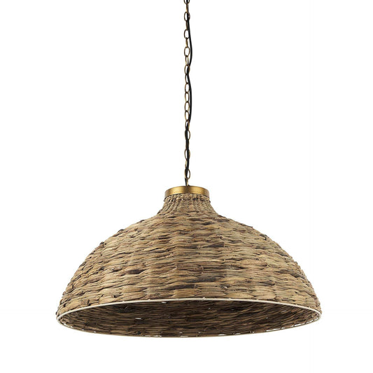 Brown Wicker Domed Hanging Pendant Light - Homeroots - Flyclothing LLC
