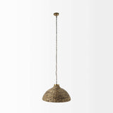 Brown Wicker Domed Hanging Pendant Light - Homeroots - Flyclothing LLC