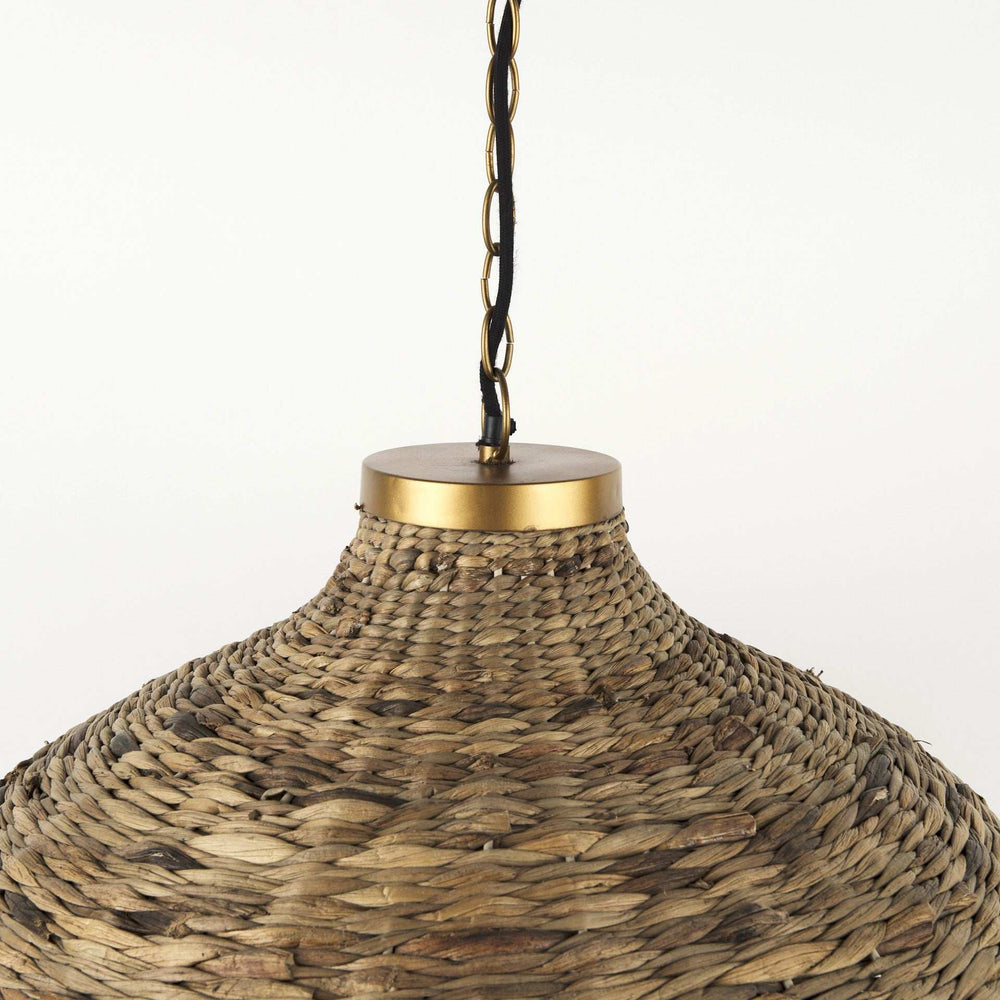 Brown Wicker Domed Hanging Pendant Light - Homeroots - Flyclothing LLC