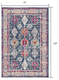 12' Runner Blue and Ivory Oriental Runner Rug - Homeroots - Flyclothing LLC