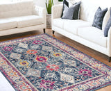 5' X 7' Blue and Ivory Oriental Area Rug - Homeroots - Flyclothing LLC