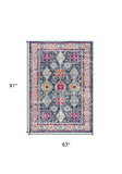 5' X 7' Blue and Ivory Oriental Area Rug - Homeroots - Flyclothing LLC