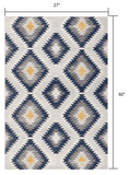 2' X 5' Blue Ikat Kilim Area Rug - Homeroots - Flyclothing LLC
