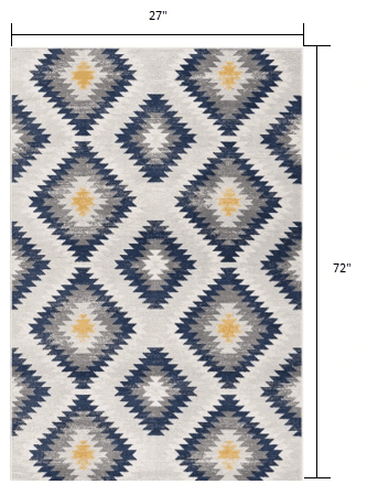 2' X 6' Blue Ikat Kilim Area Rug - Homeroots - Flyclothing LLC