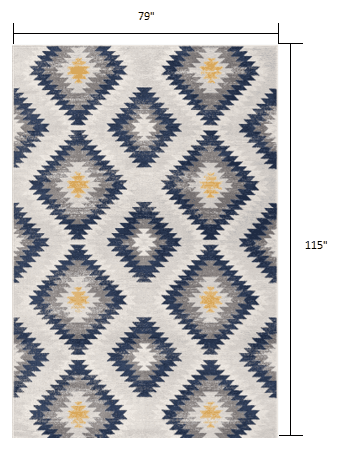 6' X 9' Blue Ikat Kilim Area Rug - Homeroots - Flyclothing LLC
