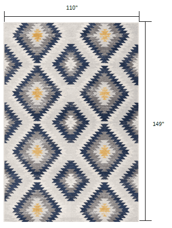 9' X 13' Blue and Gray Kilim Pattern Area Rug - Homeroots - Flyclothing LLC
