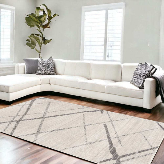 12' X 18' Gray Geometric Washable Non Skid Area Rug - Homeroots - Flyclothing LLC