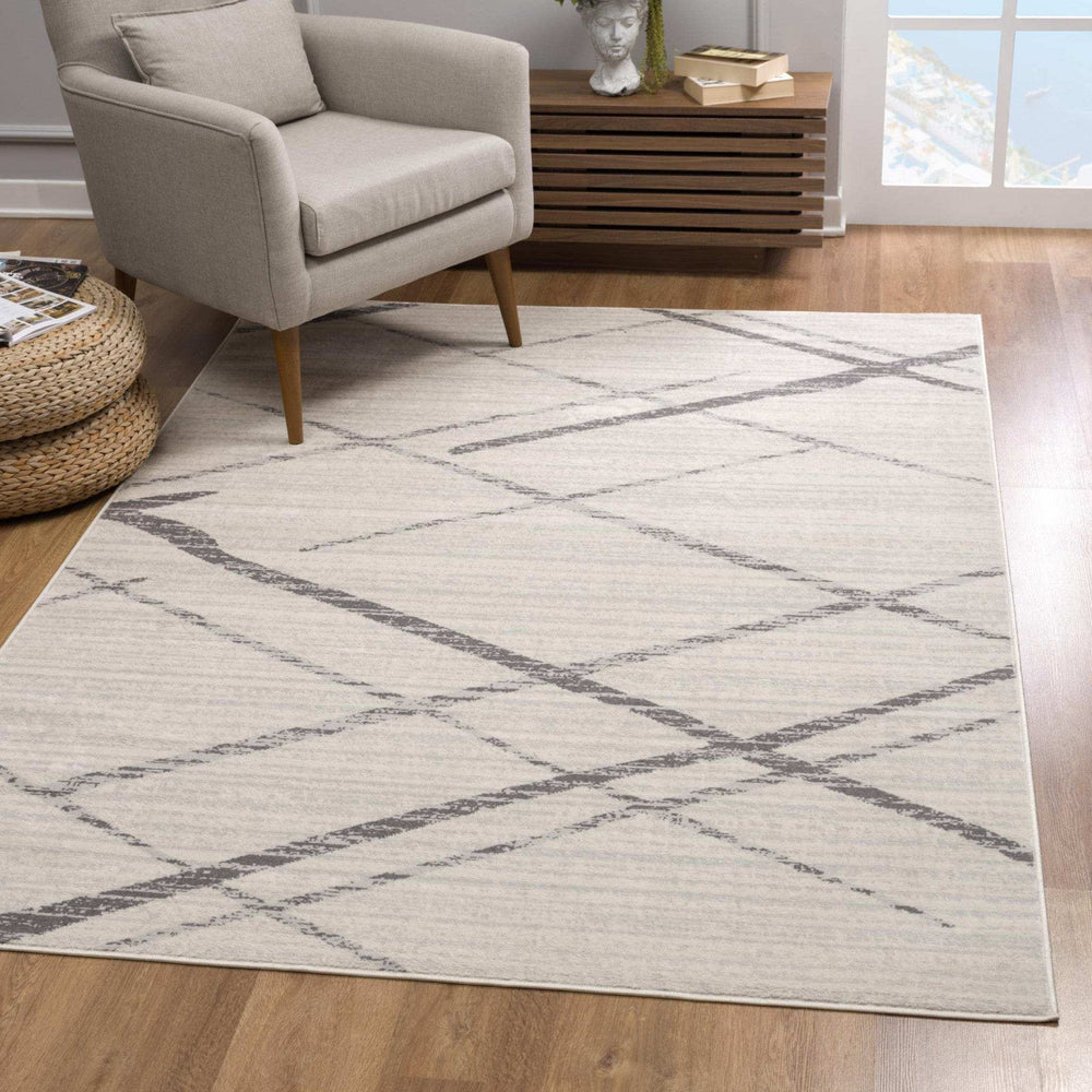 12' X 18' Gray Geometric Washable Non Skid Area Rug - Homeroots - Flyclothing LLC