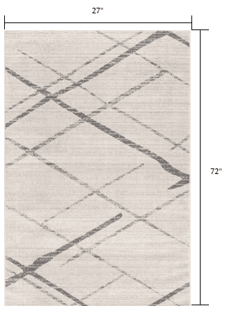 6' Runner Gray and Ivory Geometric Runner Rug - Homeroots - Flyclothing LLC