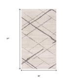 3' X 5' Gray and Ivory Geometric Area Rug - Homeroots - Flyclothing LLC