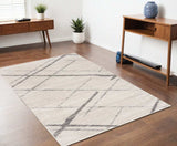 4' X 6' Gray and Ivory Geometric Area Rug - Homeroots - Flyclothing LLC