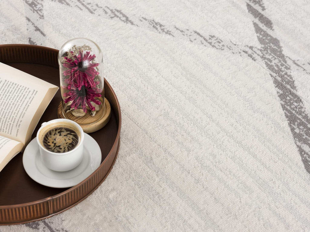 8' X 10' Gray and Ivory Geometric Area Rug - Homeroots - Flyclothing LLC